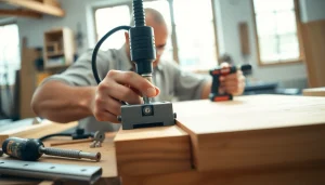 Craftsman using a pf940v2 jig​ to assemble precision parts in a workshop.