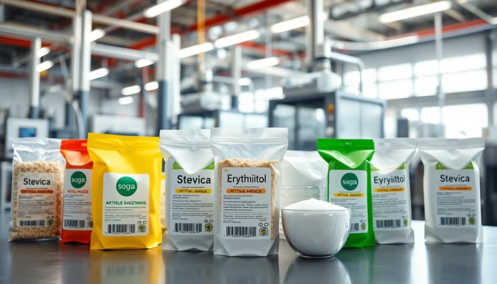 Exhibiting different types of édulcorant industriel in a modern industrial setting.