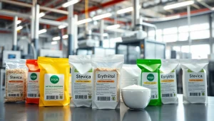 Exhibiting different types of édulcorant industriel in a modern industrial setting.