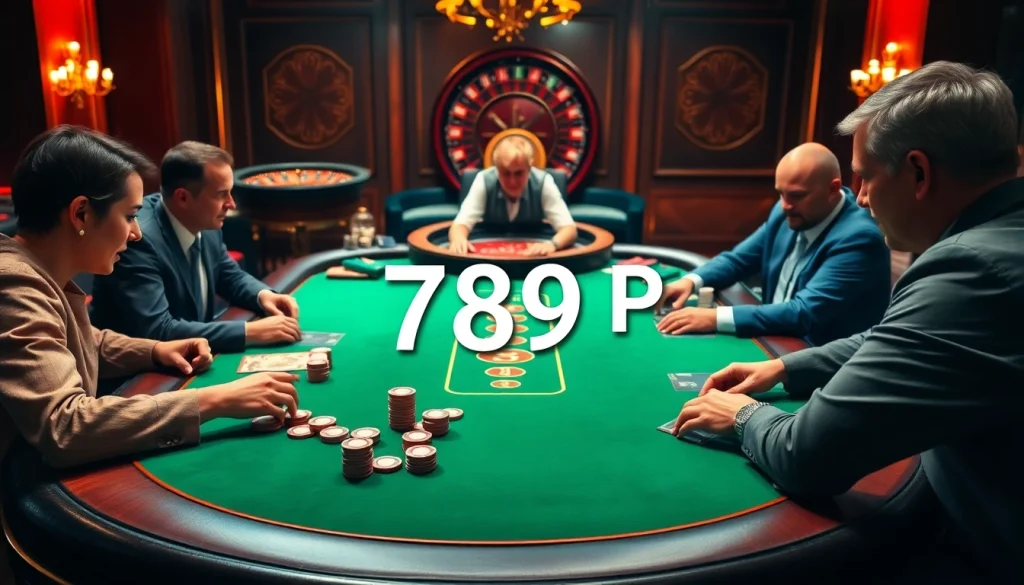 High-stakes poker game at 789 P casino table with luxury ambiance.