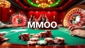 Players enjoying an exciting poker game at a luxurious casino featuring MMOO elements.