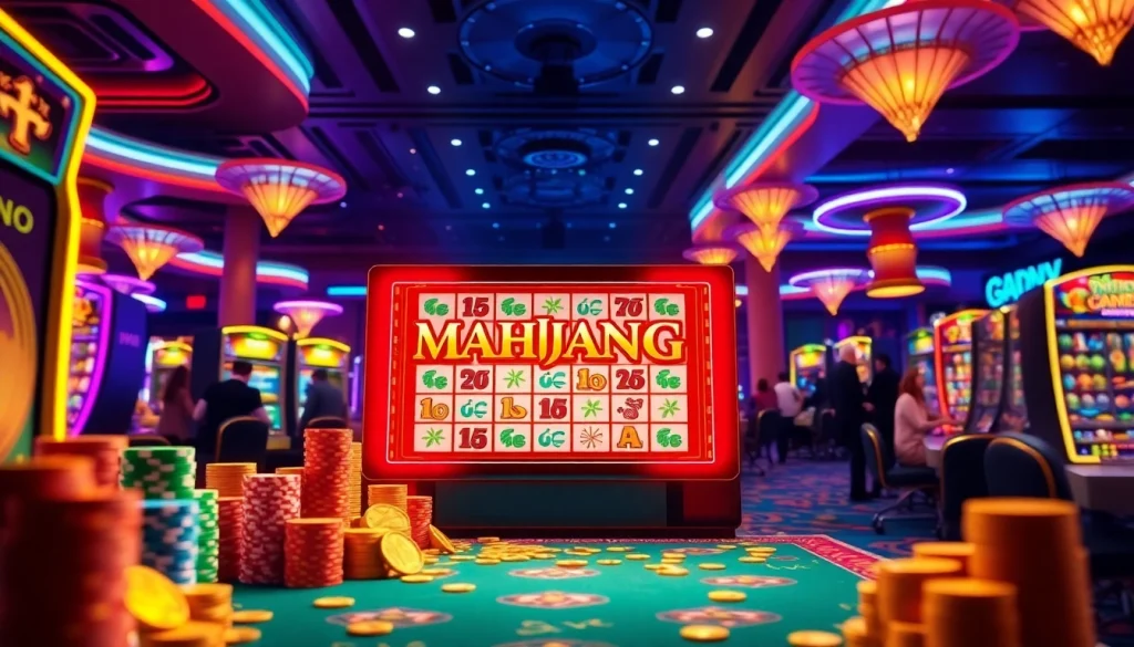 Experience the excitement of a mahjong slot demo in a luxury casino setting.
