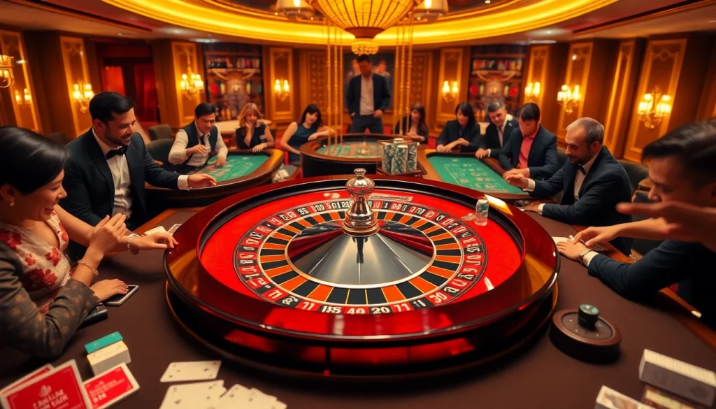 Excited players engaging in a high-stakes casino environment focused on llink alternatif sbobet.