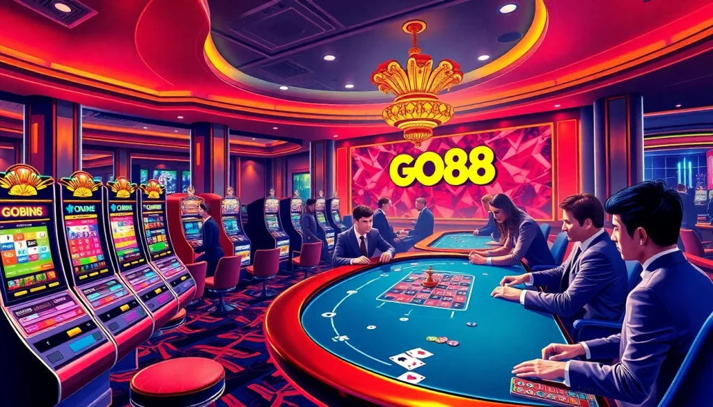 Experience the excitement of GO88 with vibrant casino games and luxurious betting tables.