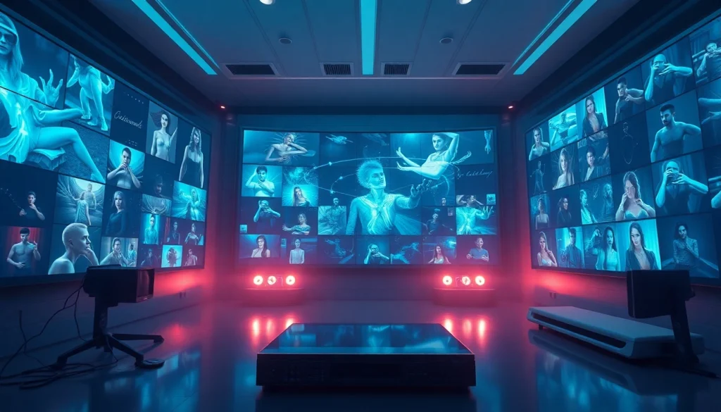 AI-generated adult content interface showcasing the evolution of porn ai technology in a futuristic setting.