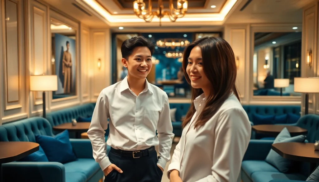 Interior of a luxurious 수원셔츠룸 showcasing elegant decor and engaging service.