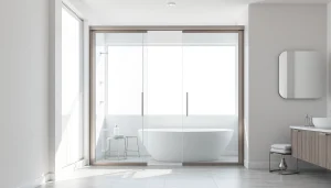 Discover sleek glass shower sliding doors providing a modern touch to any bathroom.