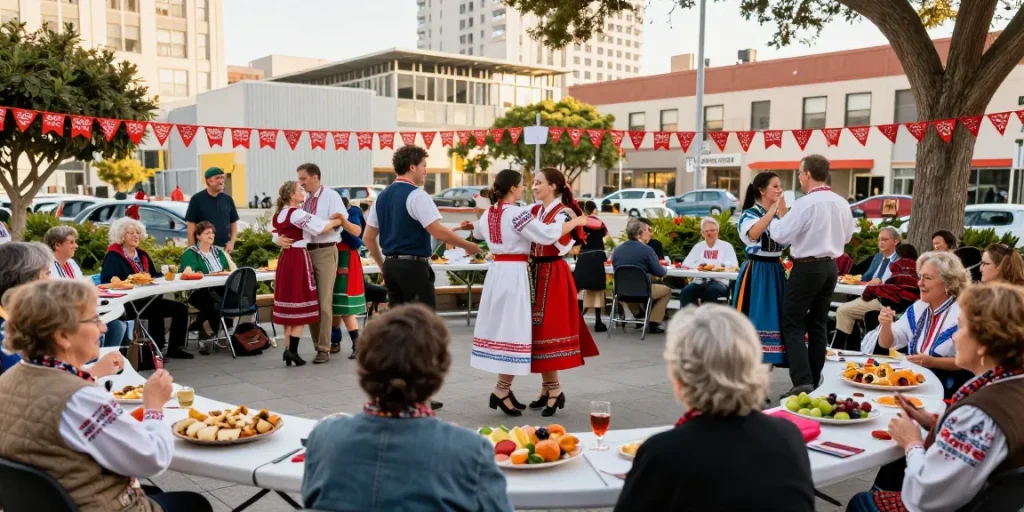 Engaged Polish community members at https://www.sfpol.com/ celebrating heritage in San Francisco.